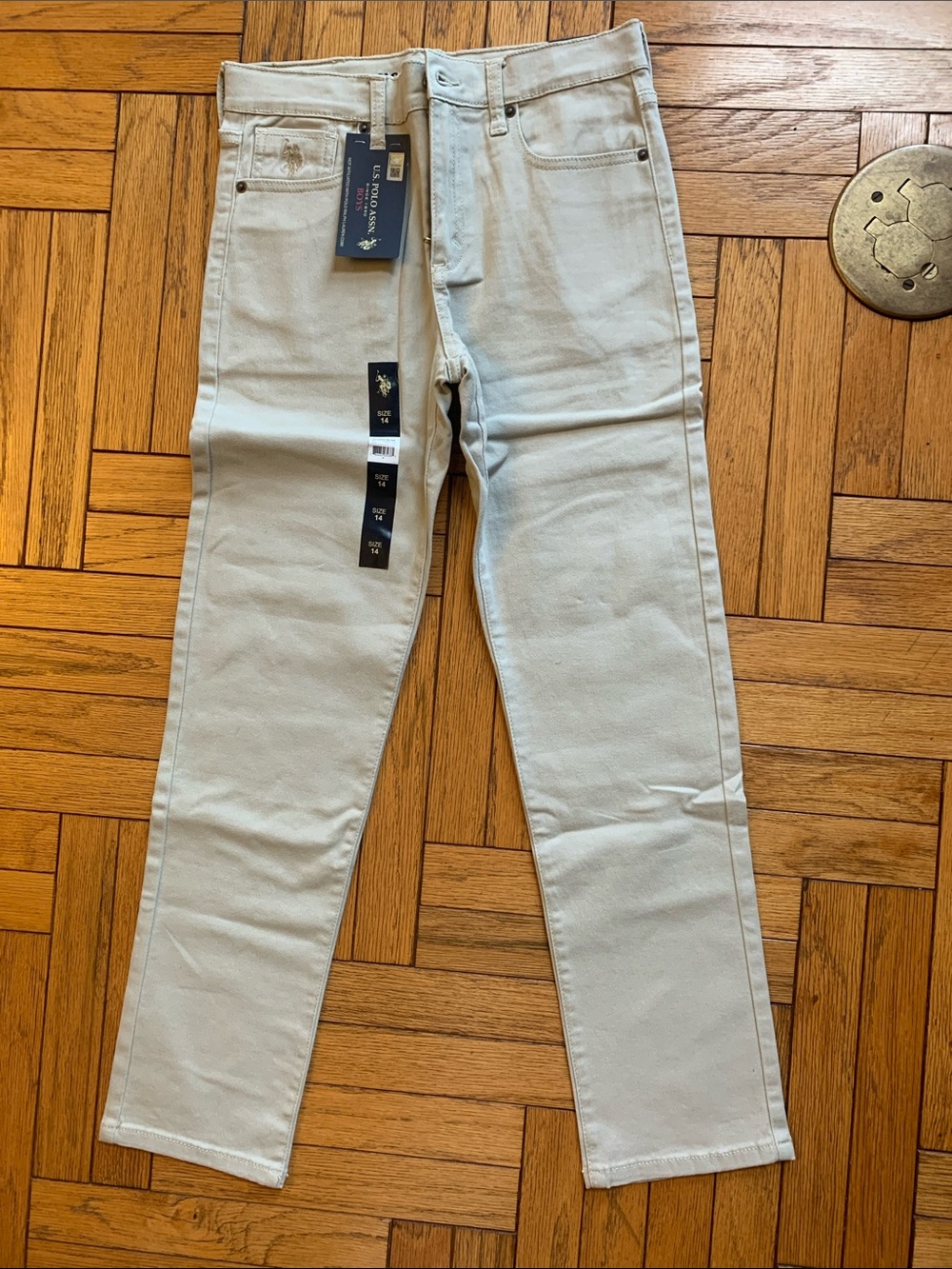 U.S. Polo Assn. Men's Slim Straight Jeans in Light Beige